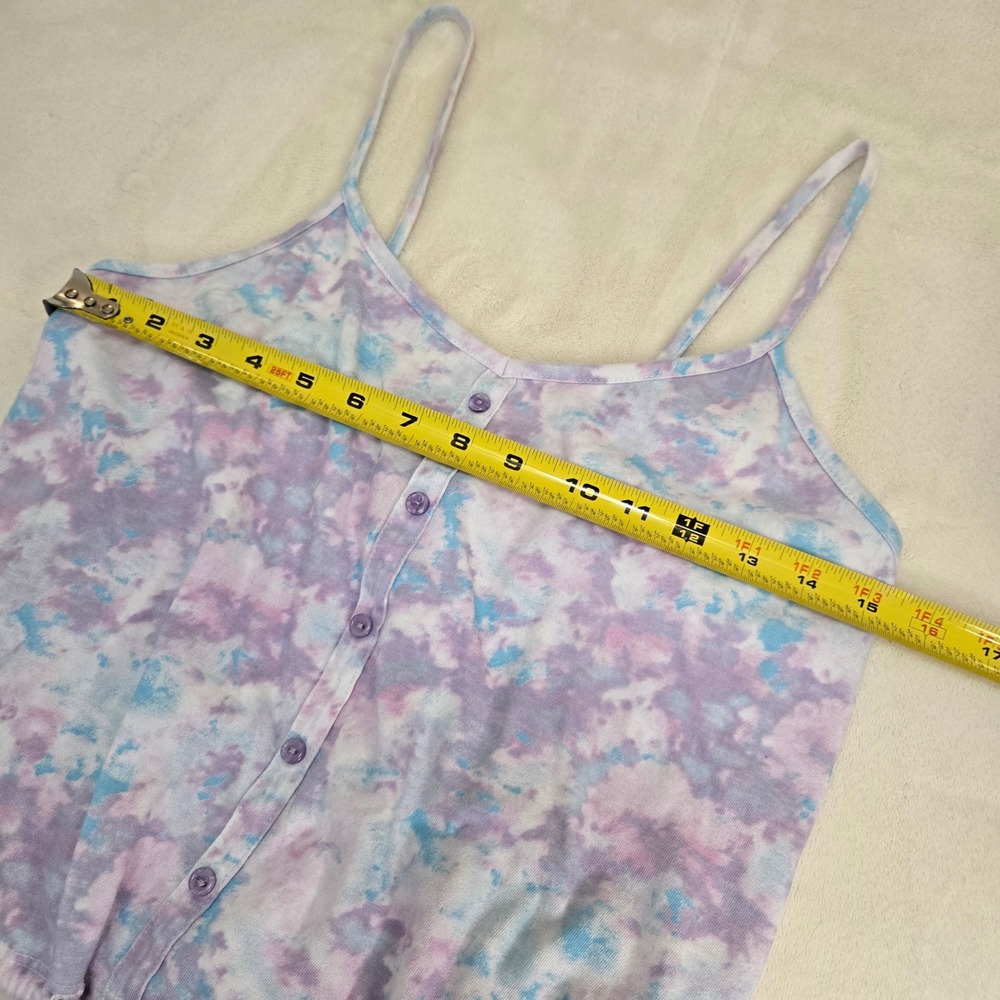 Cherokee Womens S Tie Dye Camisole Button Front Drawstring‎ Tie Tank Top Purple - Picture 4 of 8